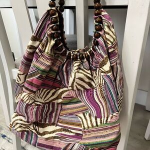 “Zebra Mosaic” Bead-Handle Hobo bag
